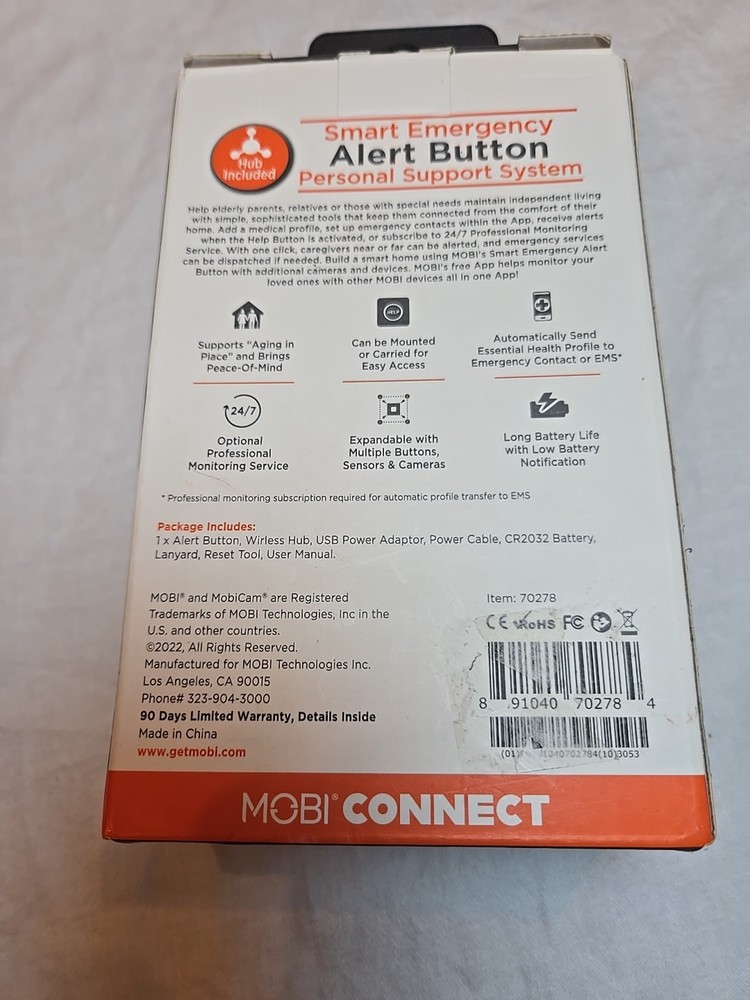 MOBI Smart Emergency Alert Button Personal Support System New 70278