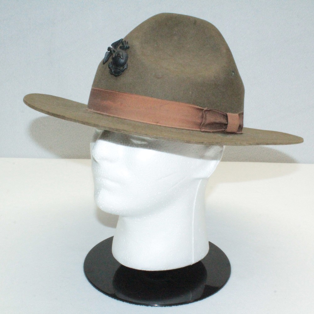US Army Olive Green Felt Hat Drill Sergeant Instructor A40: Even Size 7⅜