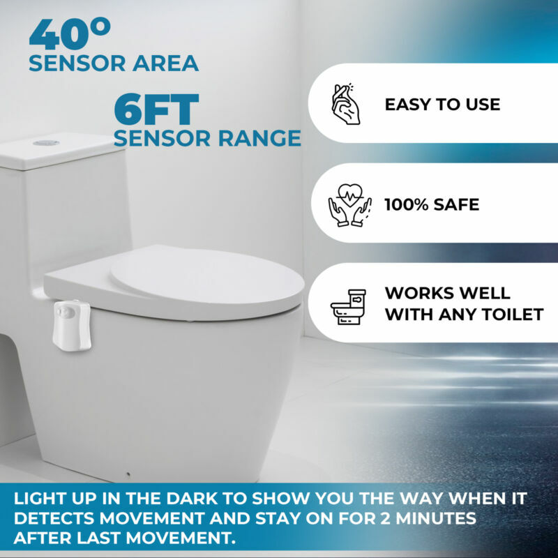 8-Color Changing Motion Sensor LED Toilet Night Light