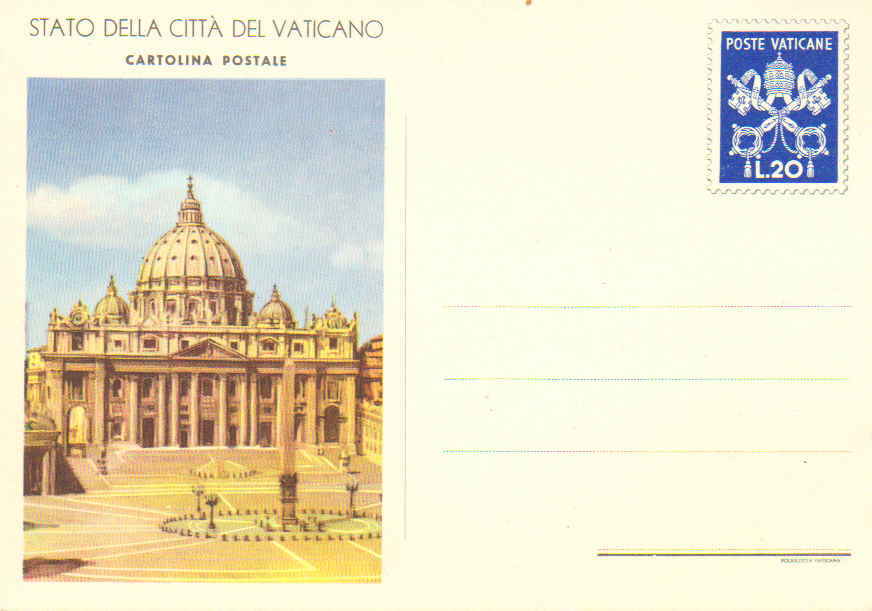 Vatican City Higgins & Gage 20 Unused.