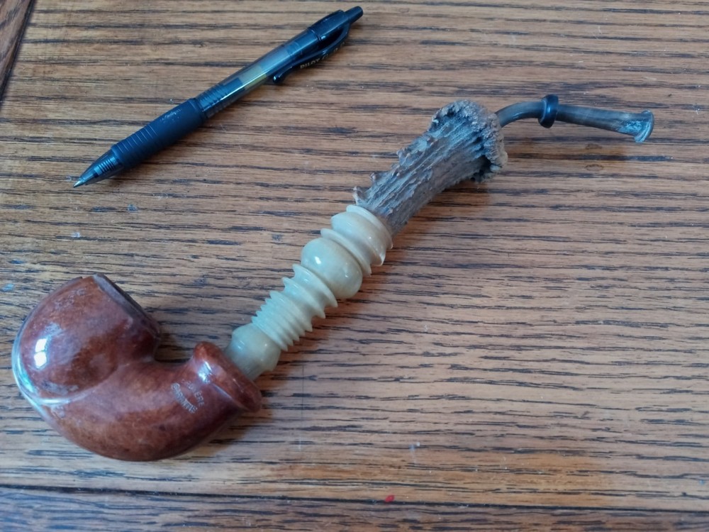 VINTAGE  STAG  DEER  HORN PIPE BROYERE  USED