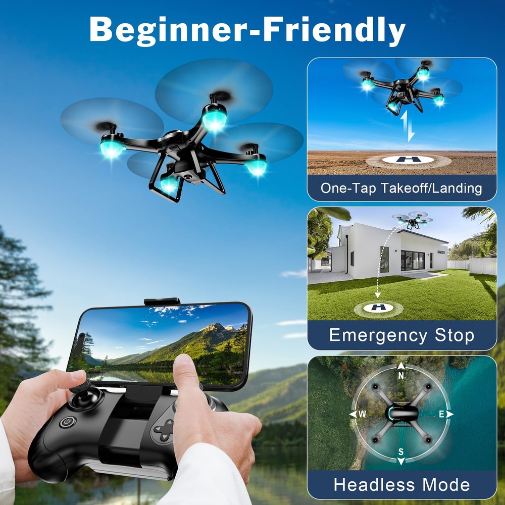 Drone with 1080P Camera for Beginners, Remote Control Quadcopter with Gesture...