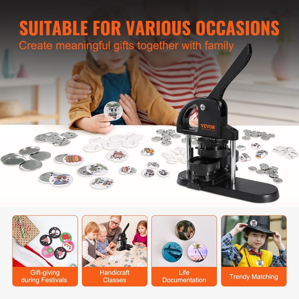 3 in 1 Button Maker Machine for Badges Keychains Mirrors 300 Pcs Complete Set
