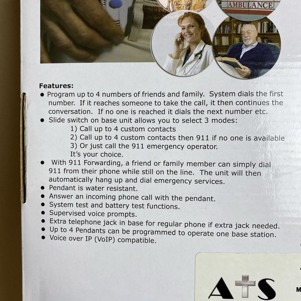 ATS Personal Emergency Response System 2-way Voice Pendant Communicator Set