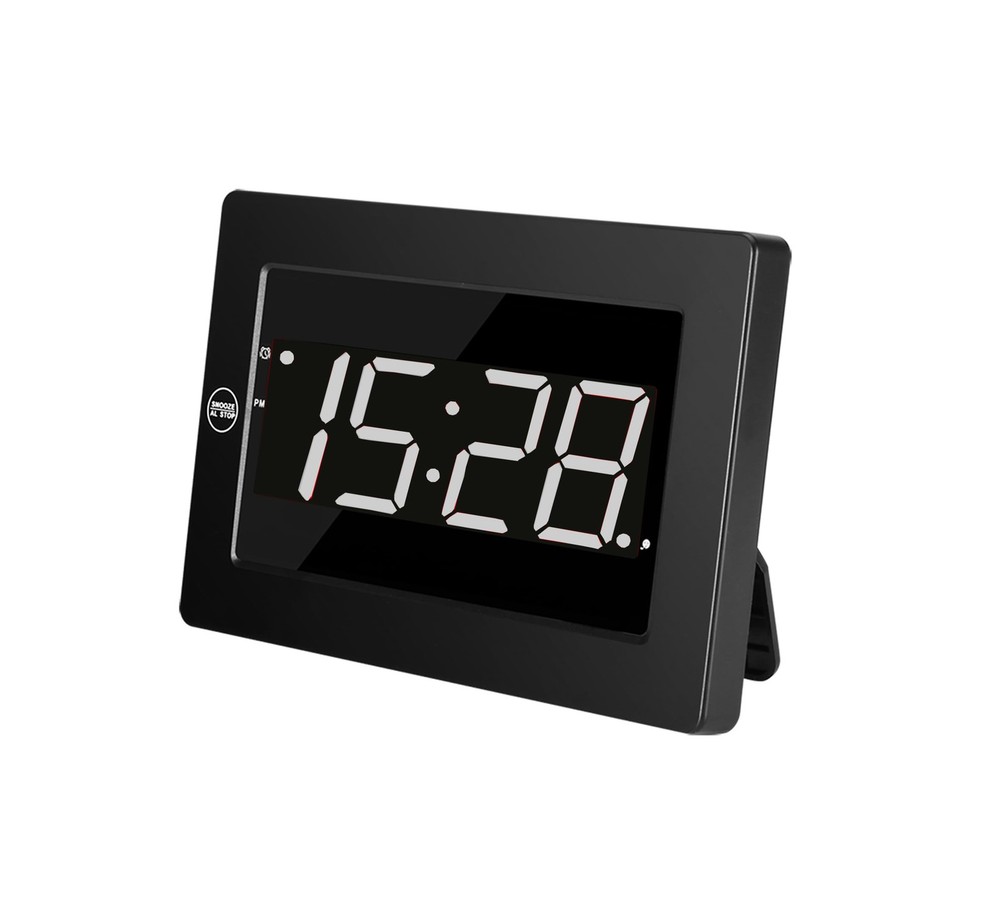 Digital Wall Clock Battery Operated LED Display Alarm Clock Brightness Adjust