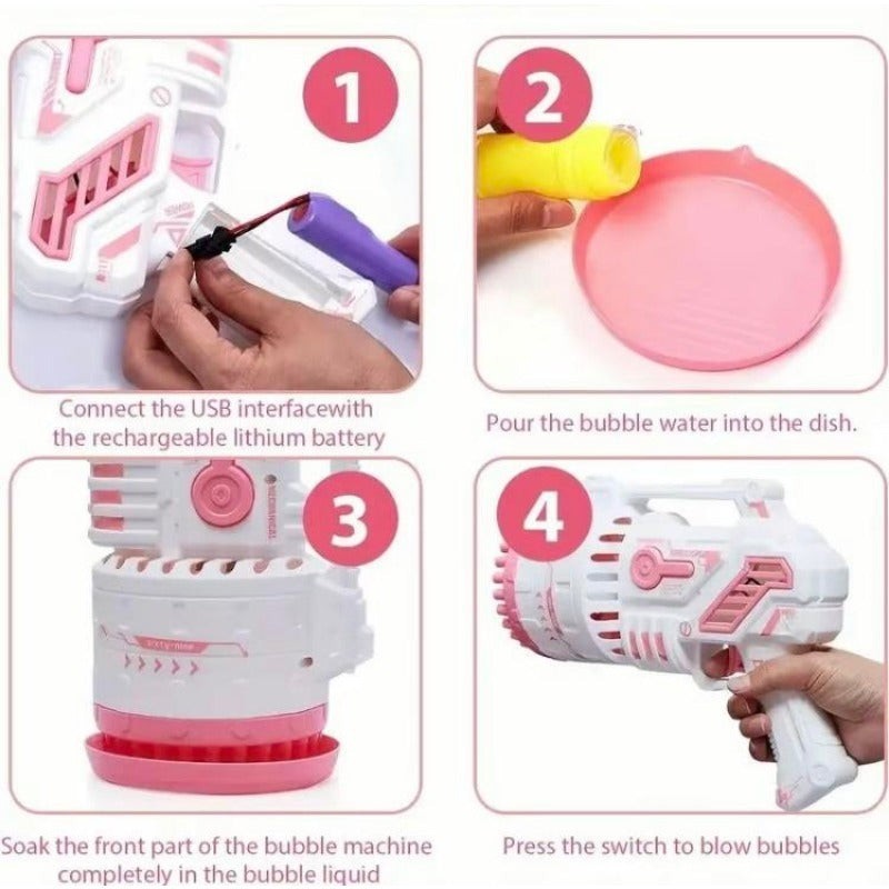 Bubble Machine -69 Holes Bubble Gun Blower Bubbles Toy