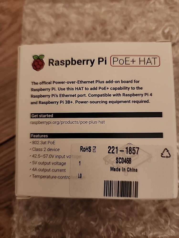 Raspberry Pi PoE+ HAT (PoE Plus, 802.3at)