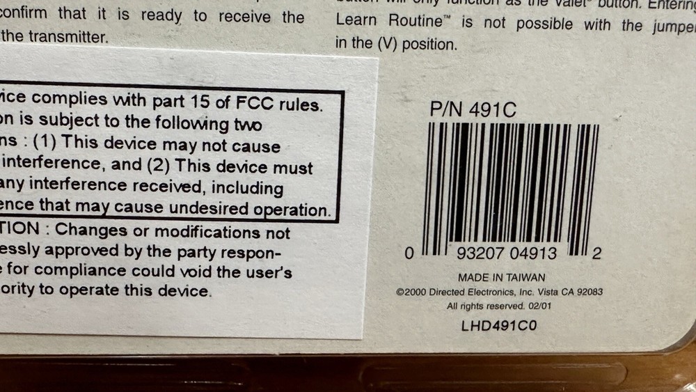 Viper 491T 2-Button Replacement Transmitter Remote Control DEI Directed Sealed