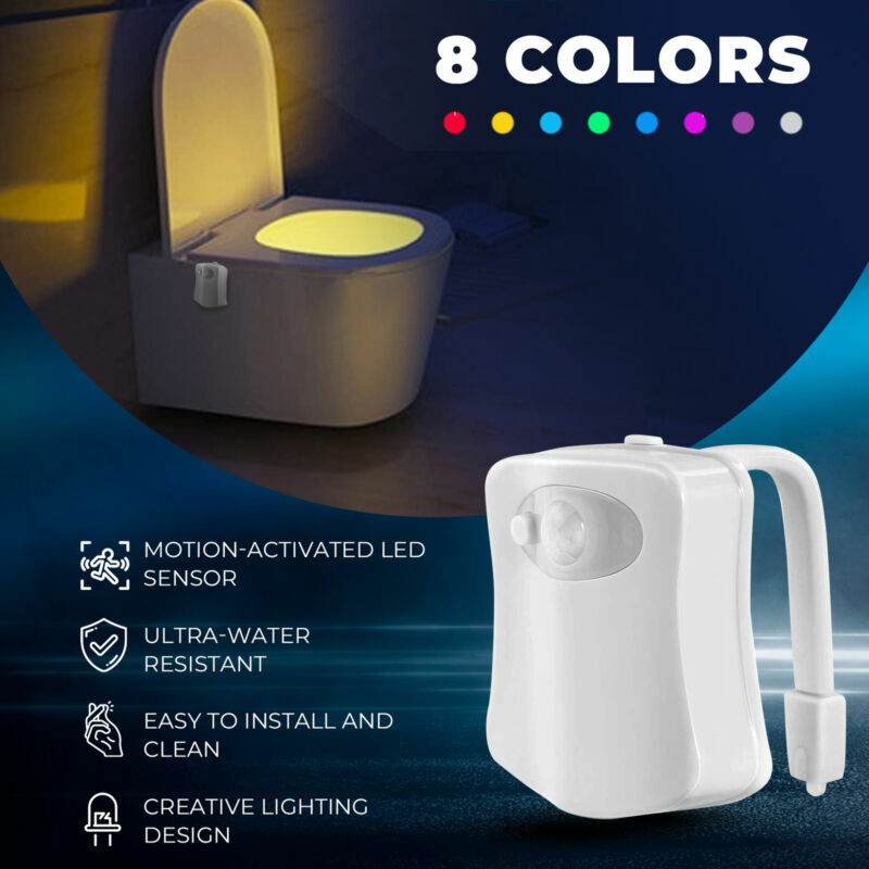 8-Color Changing Motion Sensor LED Toilet Night Light