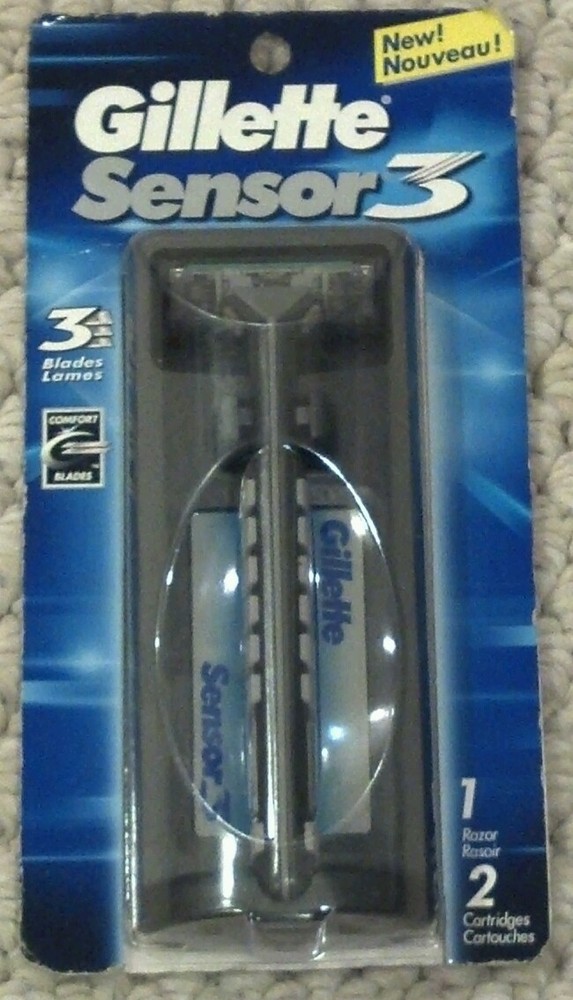 2003 Gillette Sensor3 Razor Handle 2 Cartridges Fit Sensor 3 Excel Shaver