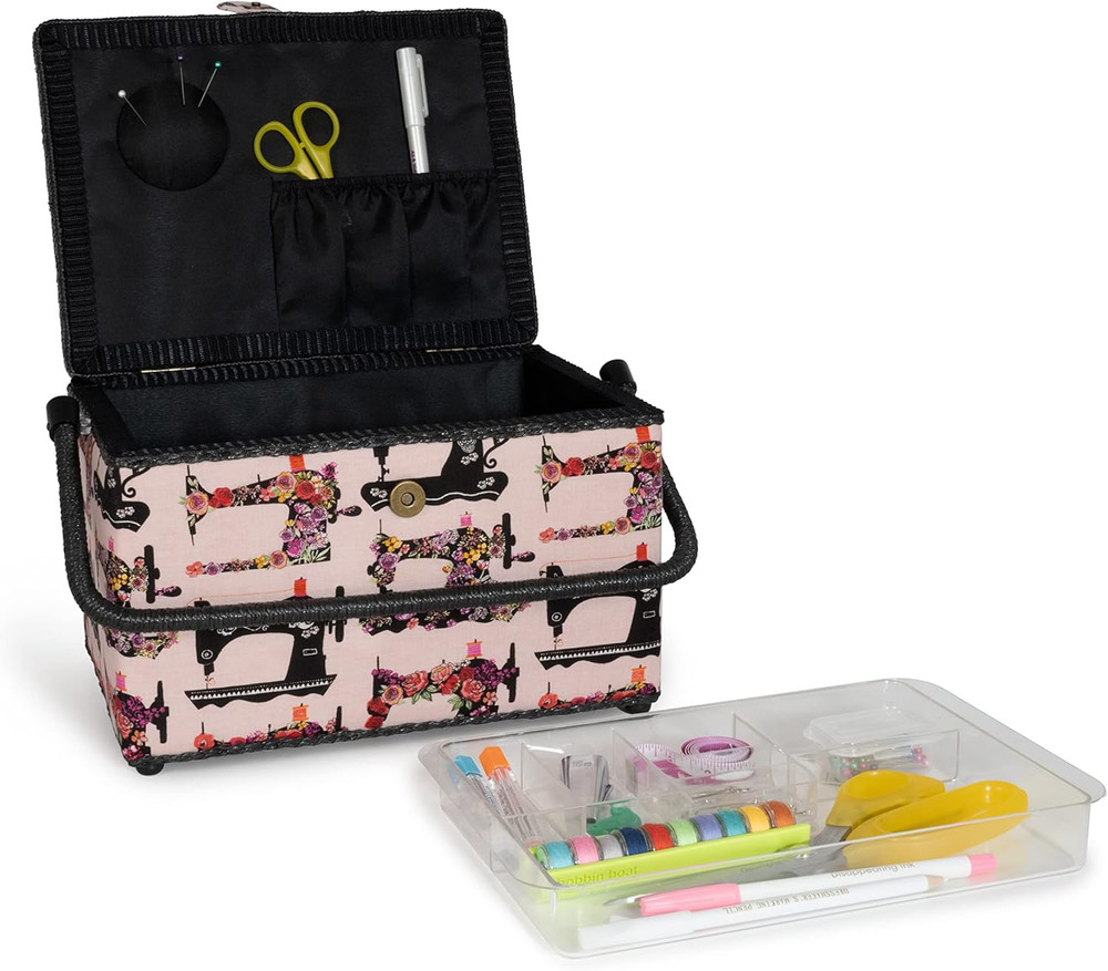 Large Sewing Basket, Pink Sewing Machines