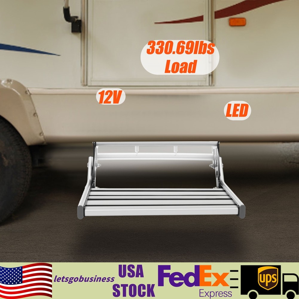Folding RV Step Manual RV Step RV Trailer Camper Step with LED Light 330lbs Load