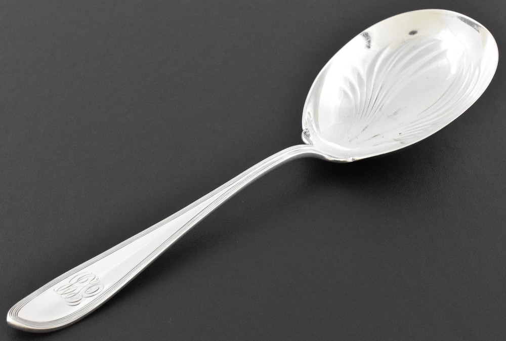 Pilgrim Sterling Serving Spoon 9in Frank Smith Monogram 92g