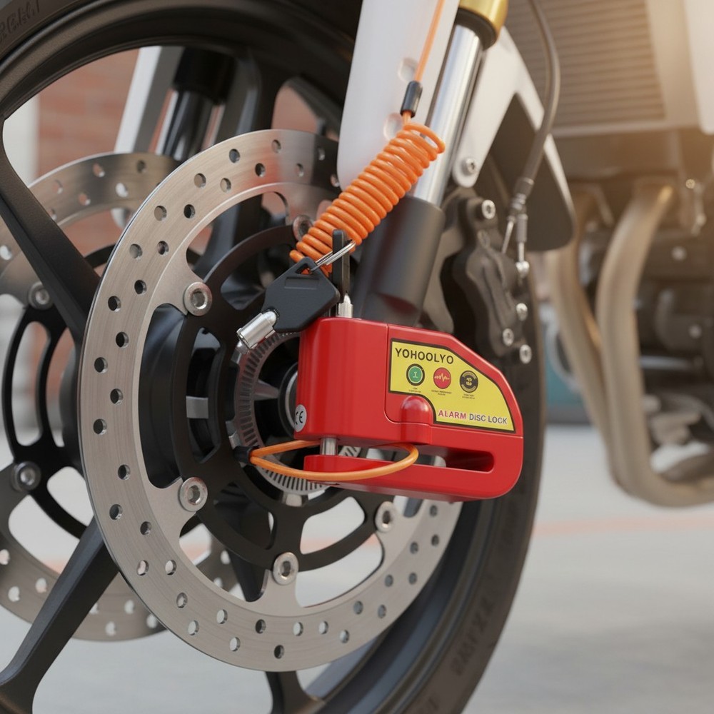 Compact 110 dB Motorcycle Lock with Reminder Cable – Ultimate Theft Protection