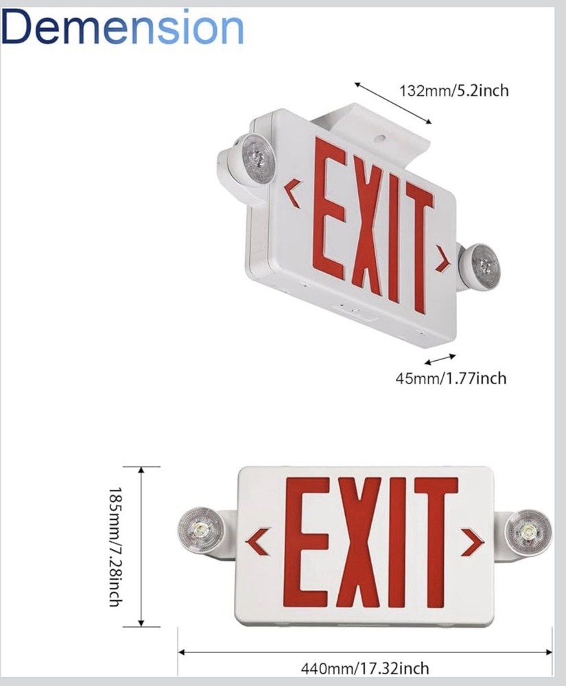 TANLUX Red Exit Sign with Emergency Lights, LED Emergency Exit Light with Bat...