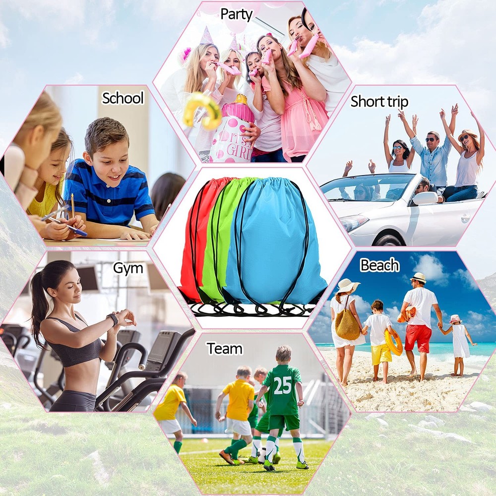 Shappy 80 Pack Drawstring Backpack approx. 13.39 x 16.93 inches, Multicolor