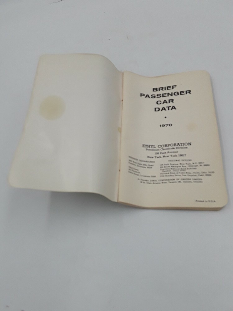 1970 Ethyl Passenger Car Data Manual