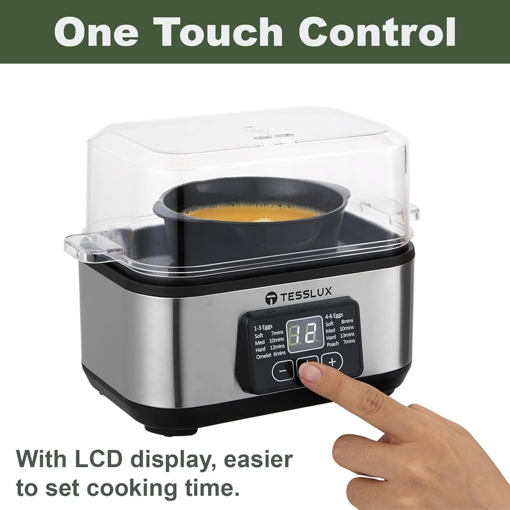 Electric Rapid Egg Cooker, 6 Capacity for Hard Boiled Eggs, silver