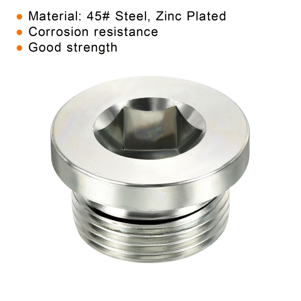 M30*2 Hex Head Pipe Fitting Plug, Male Thread 45# Steel Plug