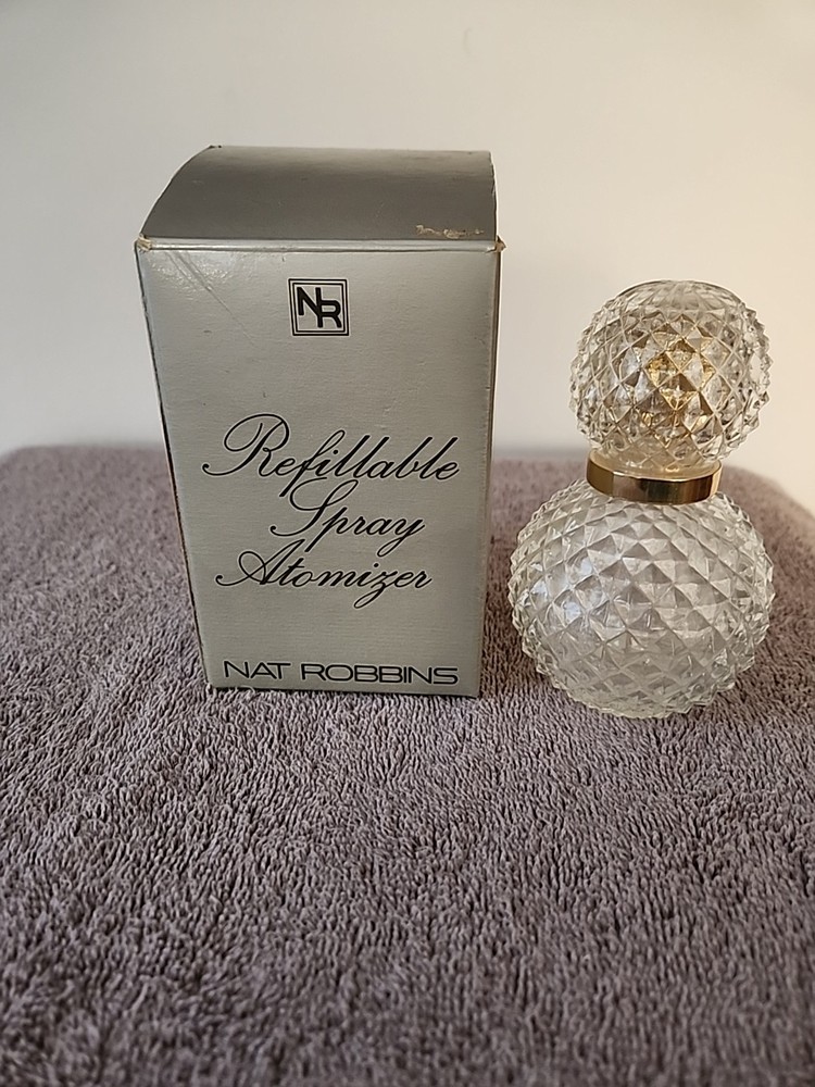 Diamond point perfume atomizer gold trim 1970s refillable spray empty (New)