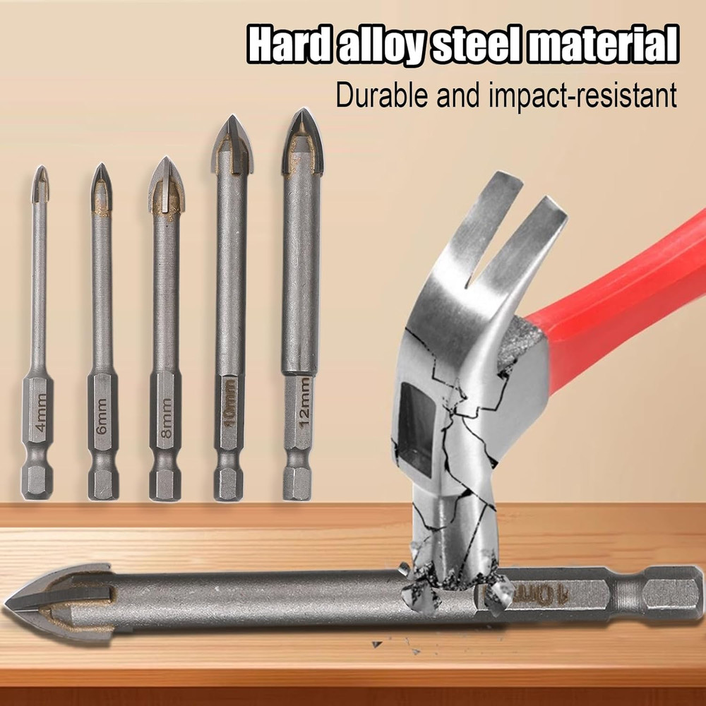 High-Speed Carbide Masonry Drill Bits - 5 Sizes for Versatile Materials