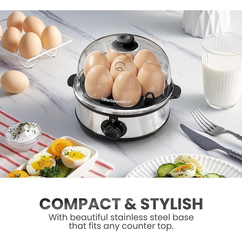 Easy Egg Cooker 7 Egg Capacity Auto Shut Off Soft Hard Boiled Kitchen Gadget New