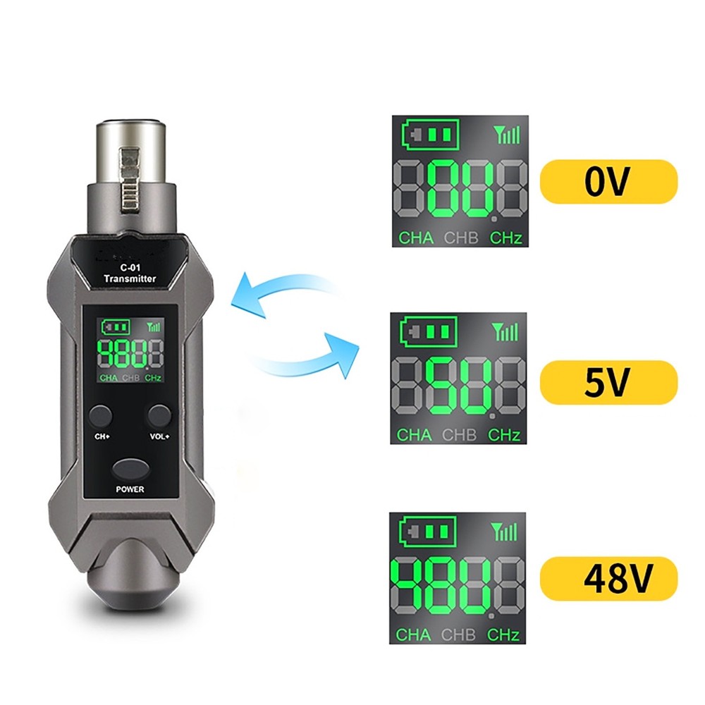 Rechargeable Plug-on Microphone Wireless System Transmitter&Receiver&XLR Adapter