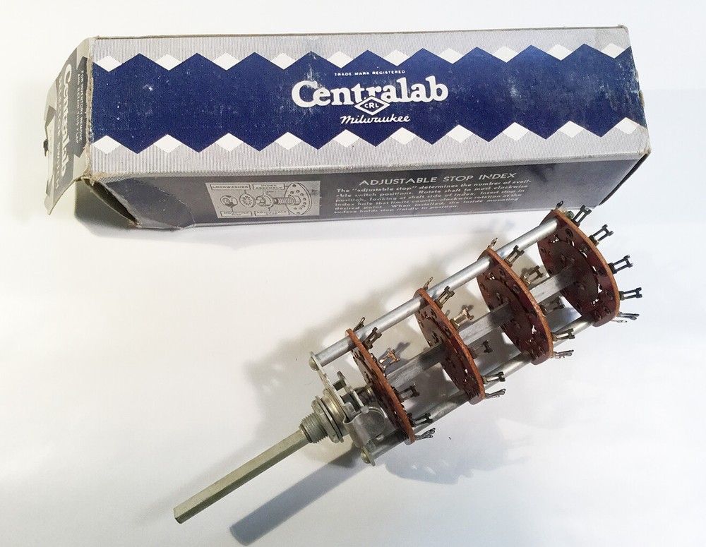 1 NOS Centralab Selector Switch 1430, 4-decks, 8-poles, 2-5 position