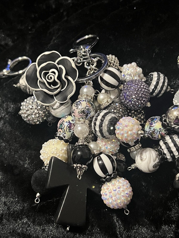 Black and White Cross Charm