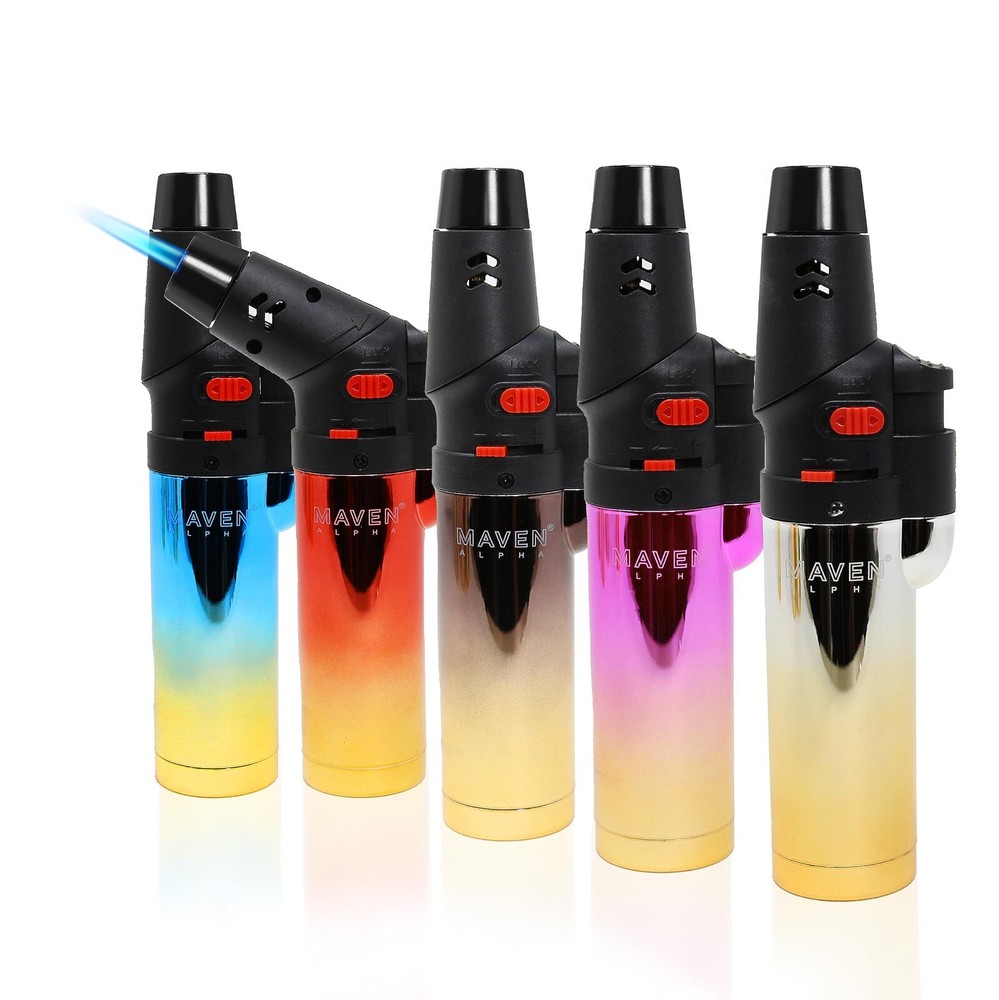 😎2 x MAVEN ALPHA CHROME ✨ JET FLAME TORCH LIGHTER 🌟 REFILLABLE & ADJUSTABLE 🔥