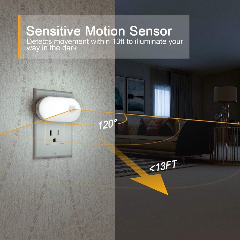 Versatile LED Nightlight with Motion Detection - 6 Pack for Home Safety