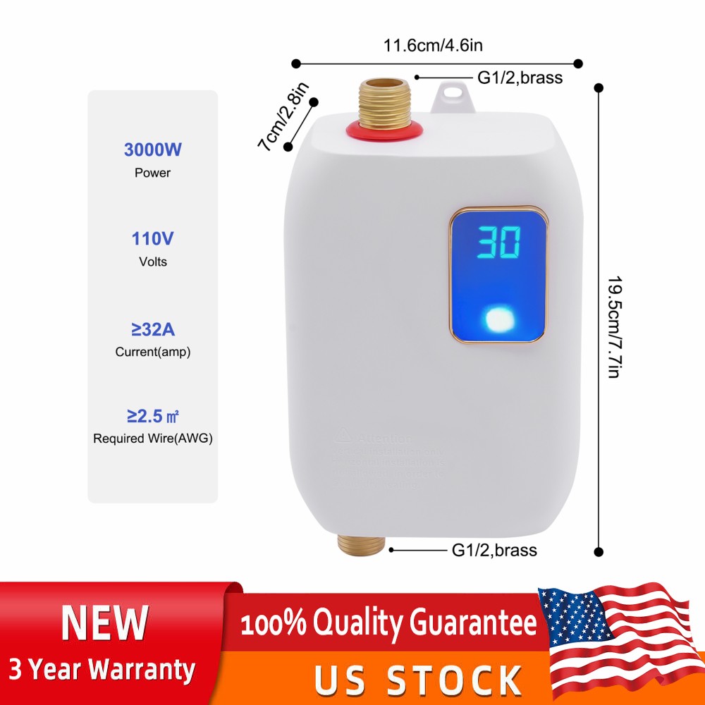 Mini Electric Tankless Water Heater Instant Hot  Kitchen Heater 110V 3000W