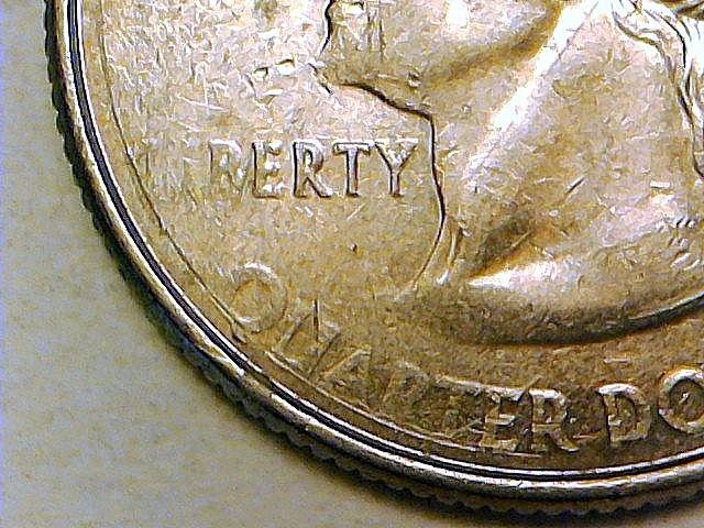 2002 P OHIO QUARTER PUNCHED THROUGH GREASE & RIM ERROR