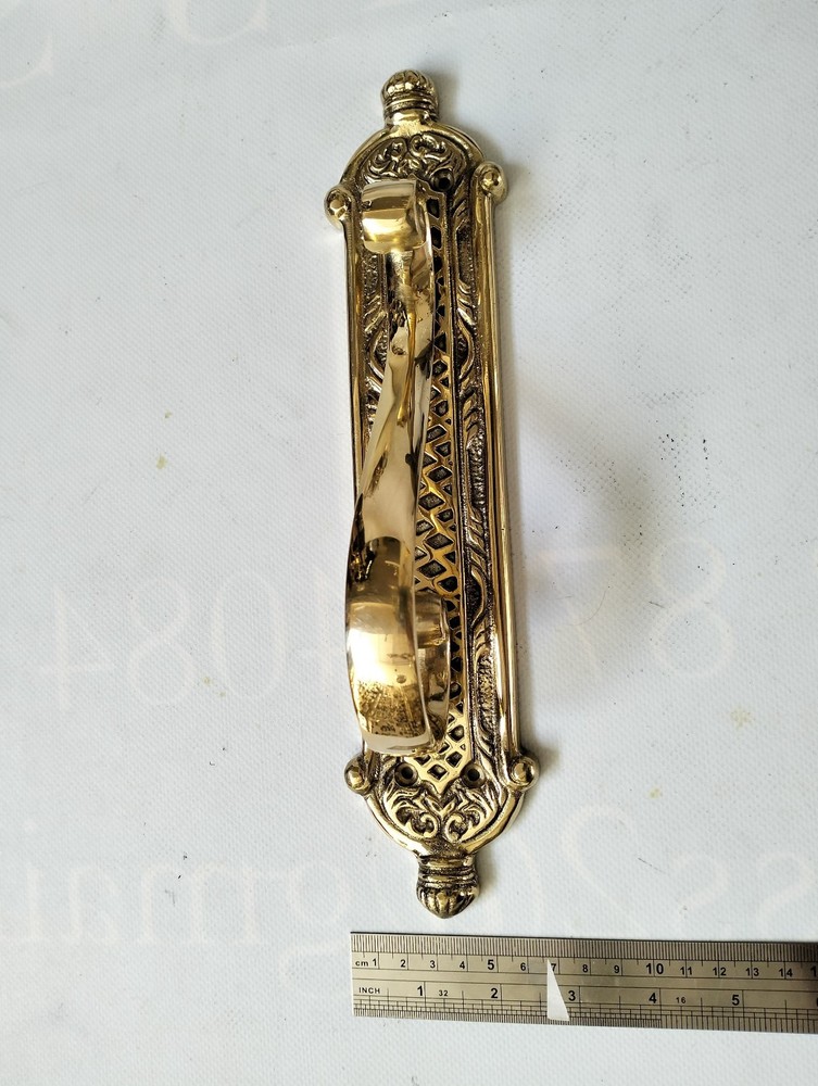 cast victorian large DOOR handle pull very heavy solid brass GRAB 11.1/2" inch