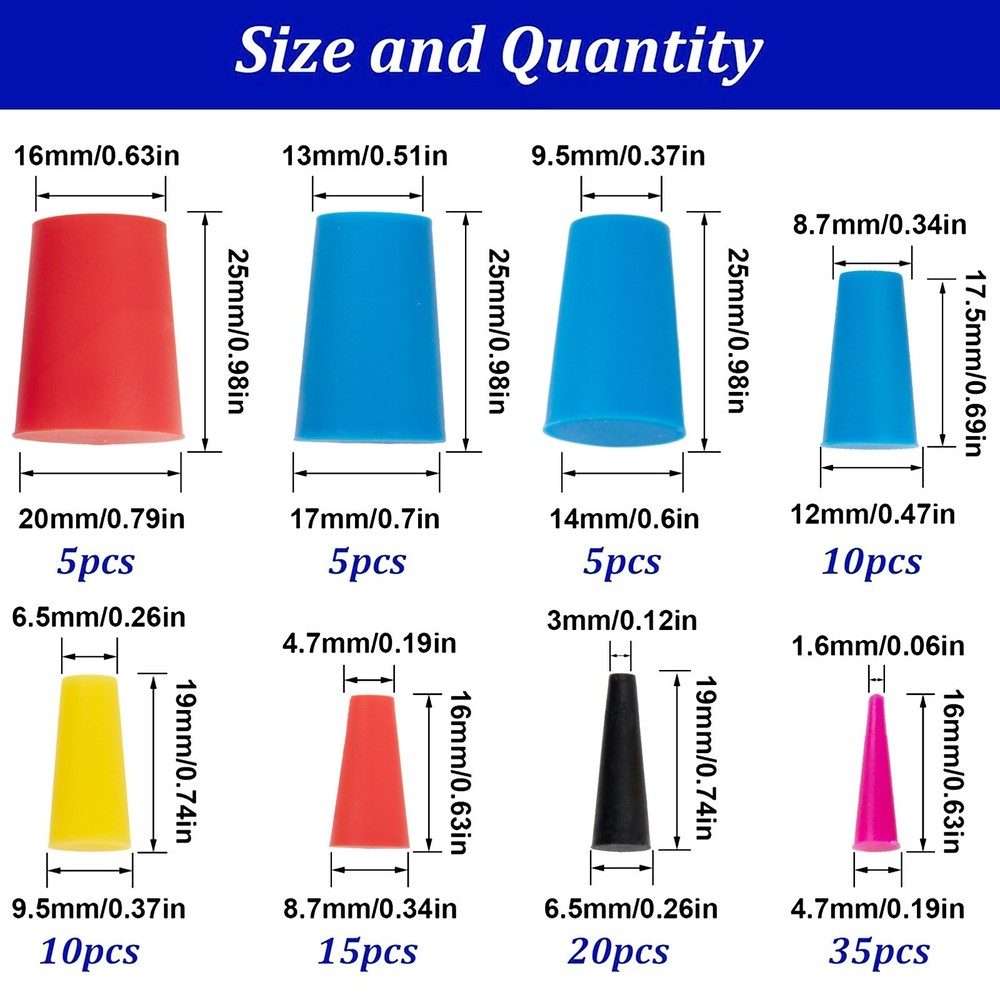 105Pcs High Temp Masking Powder Coating Silicone Cone Assortment Kit
