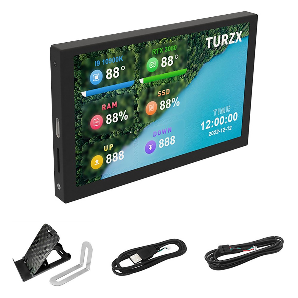 1Pc Black 5" USB Computer Secondary Screen CPU GPU RAM HDD PC Data Monitor Panel
