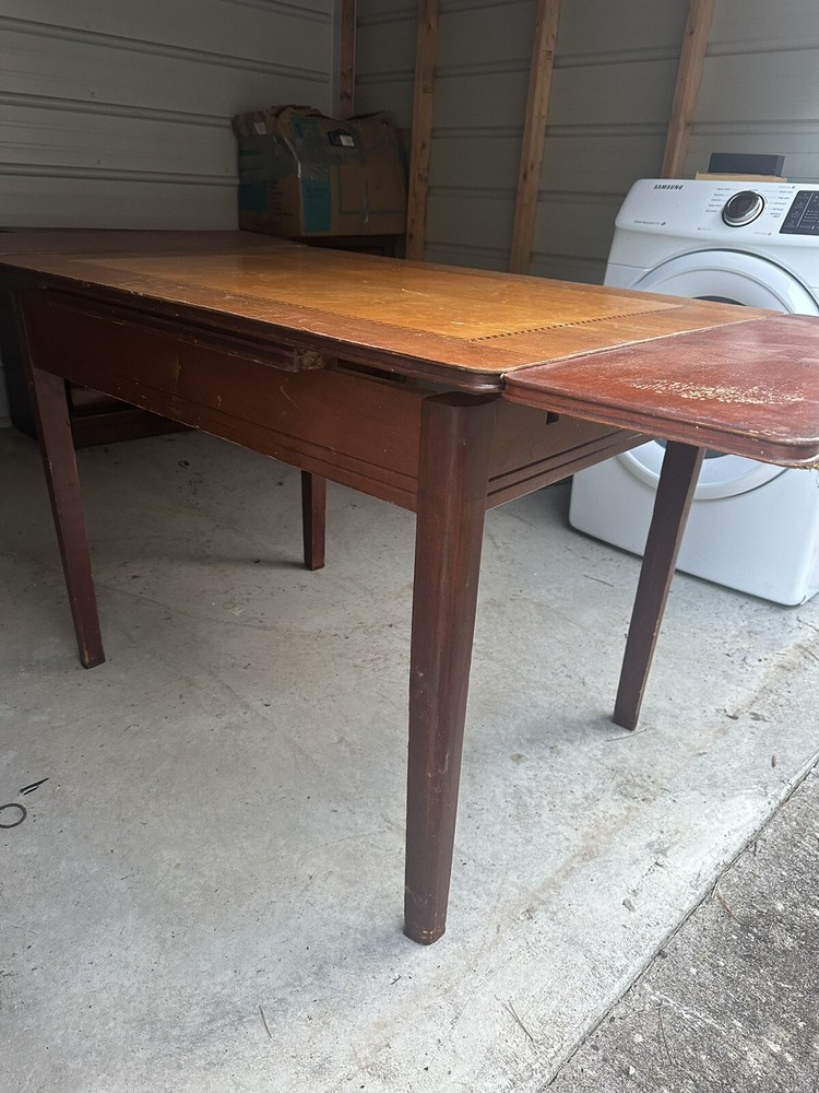 Vintage Draw Leaf Dining Table Amish Beautiful Wooden Pull Leaf Extension Table