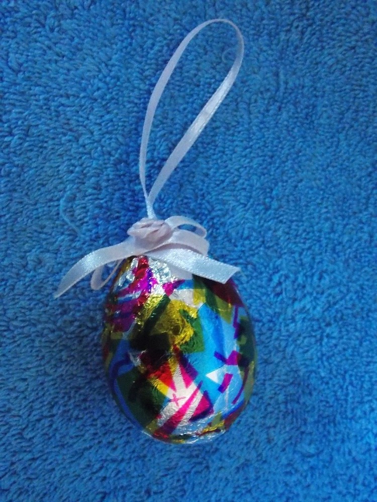 Faux Foiled Colorful Foil Covered Easter Egg Ornament