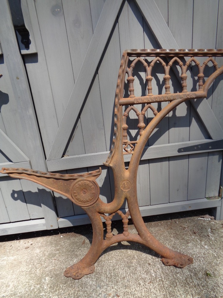 Antique Cast Iron School Desk Frame Side