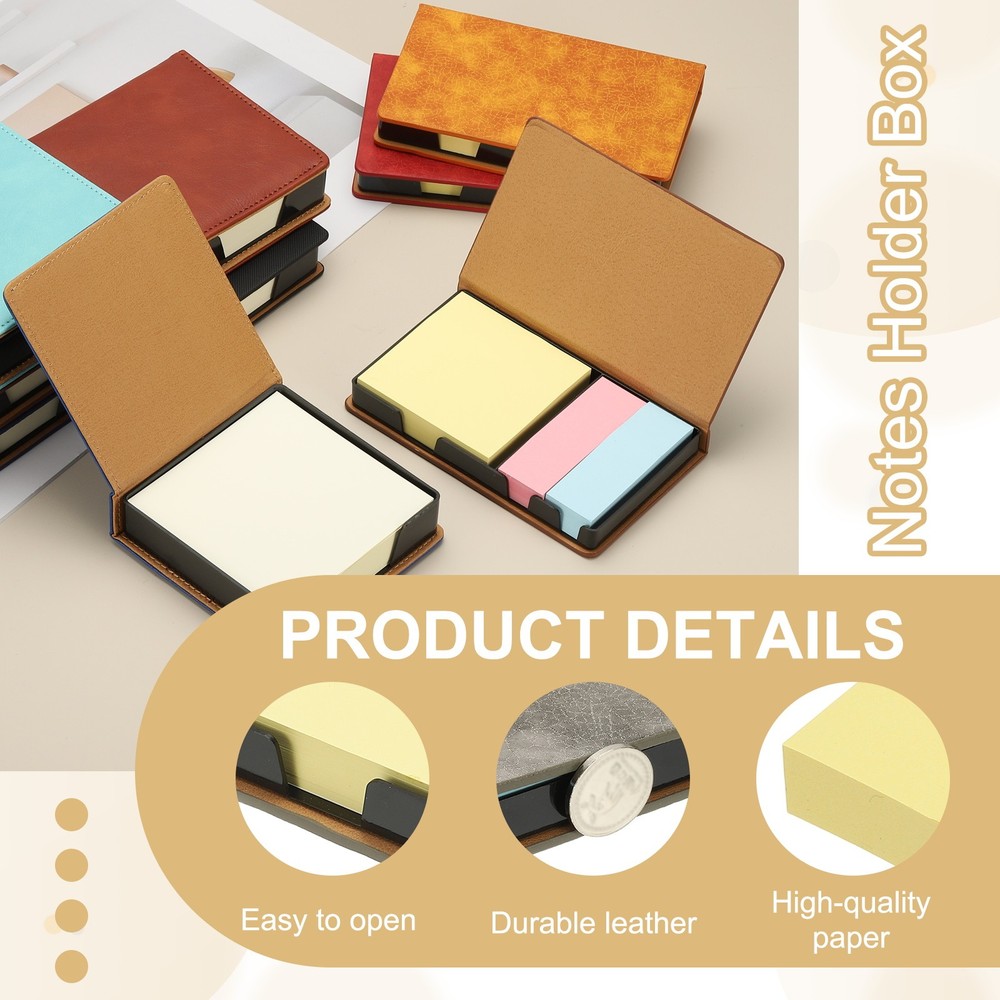 Leather Sticky Notes Holder, Post Notes Holder Box, Red