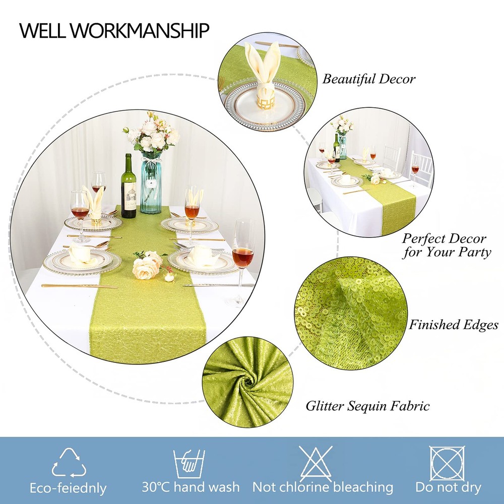 Sequin Table Runner 12x108 Inches Long Sequin Table Runner 108 Inch Long Lime...
