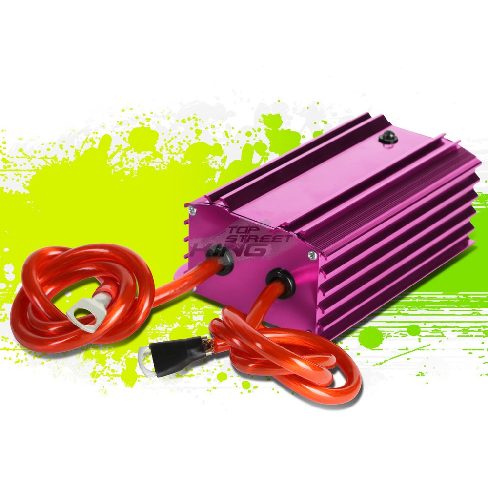 HIGH PERFORMANCE UNIVERSAL CAR BATTERY VOLTAGE STABILIZER REGULATOR+CABLE PURPLE