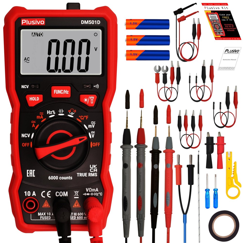 Multimeter 6000 Counts Digital Auto DM501D + Test lead Set