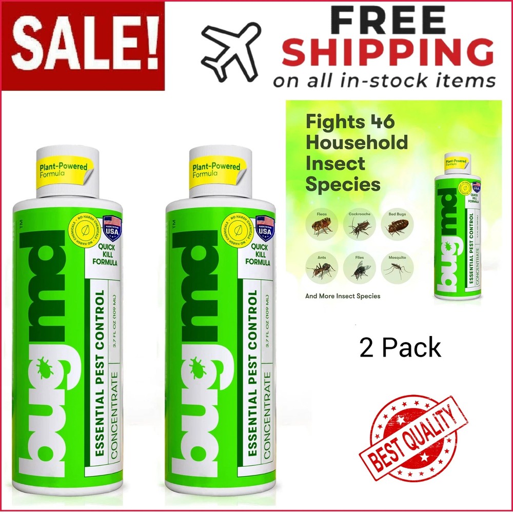 Pack of Two - BUG MD  Essential Oils Concentrate 3.7 Oz Safely Kills Bugs x2