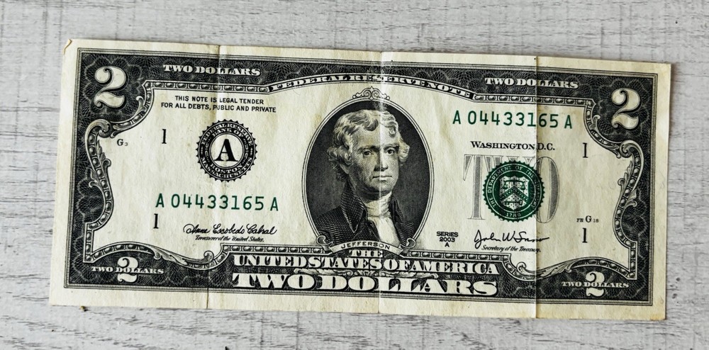 Billete de $2 2003 serie A
