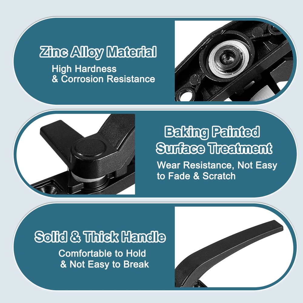 Casement Window Locking Handle Left Hand for Windows Black