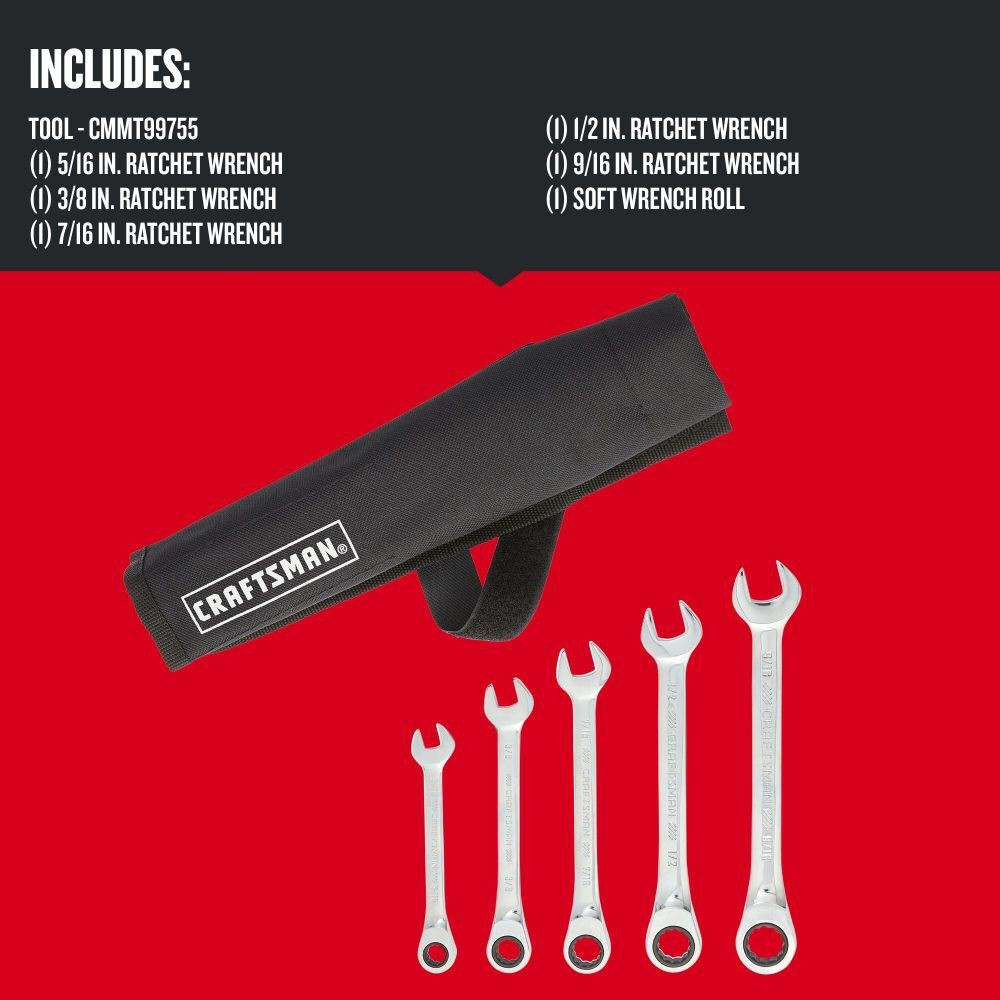 Craftsman Sae Ratcheting Wrench Set, 5 Piece