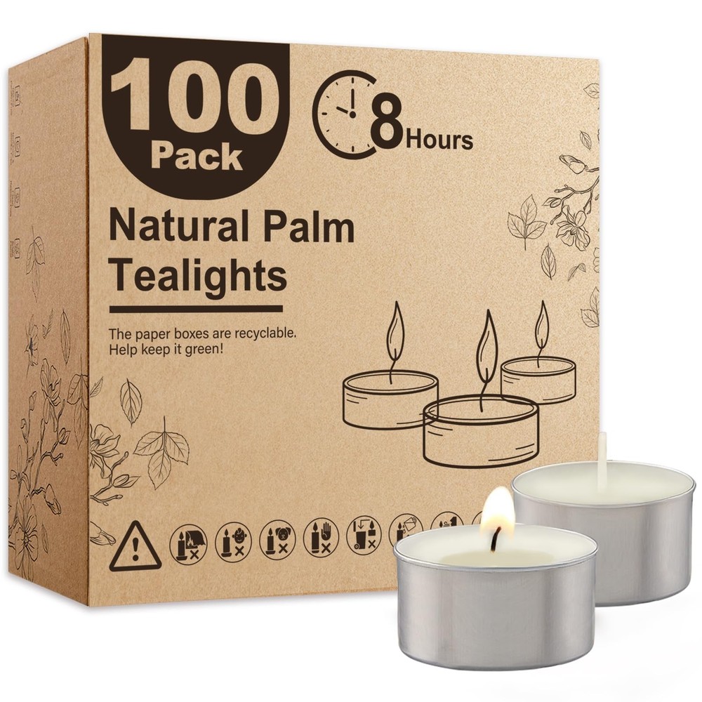 Tea Lights Candles 100 Pack 8 Hours, Tea-8H-100Pack