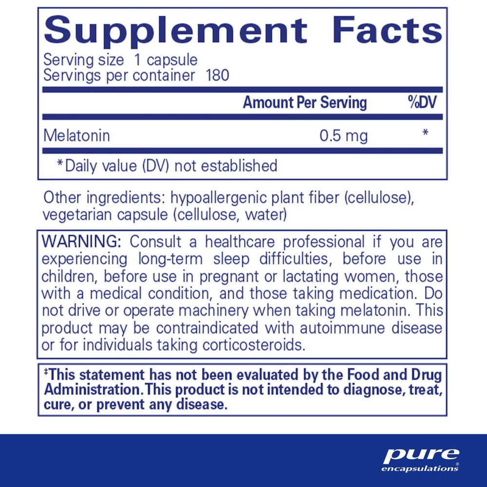 PureEncapsulations Melatonin 0.5mg - 180 Capsules