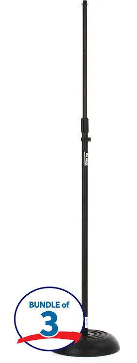 On-Stage MS7201B Round Base Microphone Stand (3-pack)